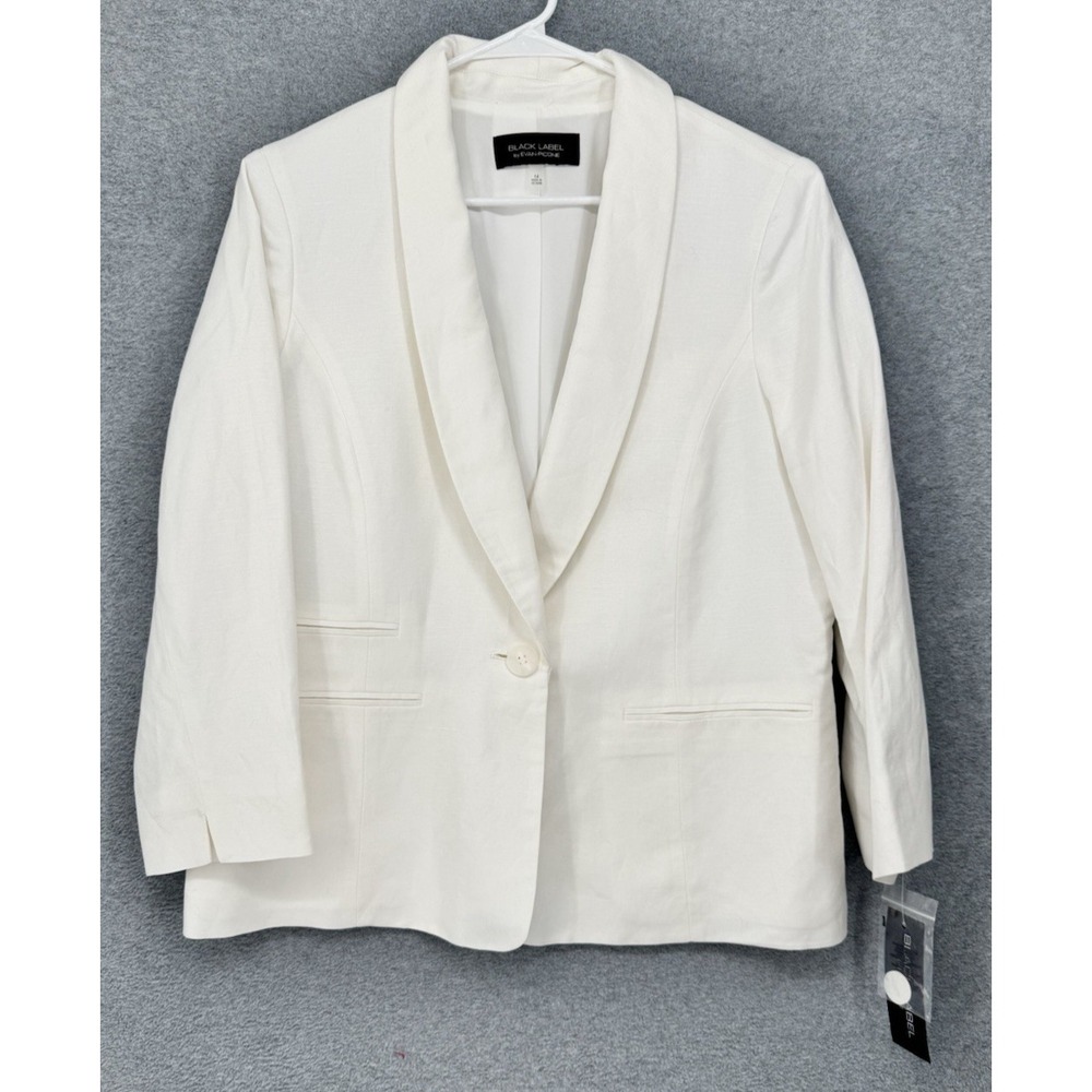 Evan Picone Black Label Ivory Blazer Womens 14 Shawl Collar Career Jacket
